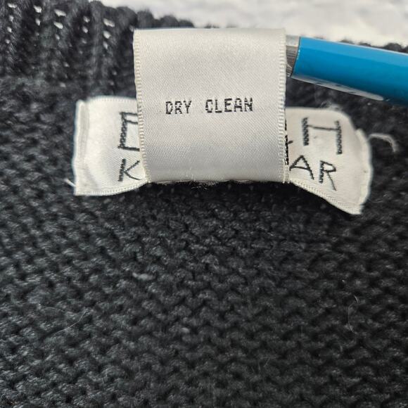 VTG Epoch Knitwear Embellished Cardigan Black Patchwork Button Sweater sz Medium - Picture 4 of 10